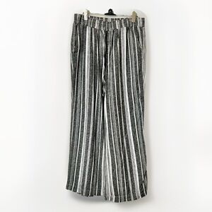 Briggs Womens‎ Wide Leg Pants Striped Drawstring Waist Casual Comfy Size L